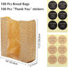 Craft Paper Bread Bags Clear Window 100 Stickers for Brown Toast Cookie Packaging Sourdough Bread Friendly Custom Bread Bags