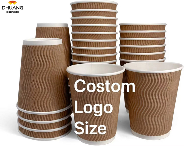 Custom Disposable Corrugated Wall Insulated Cup Without Cover