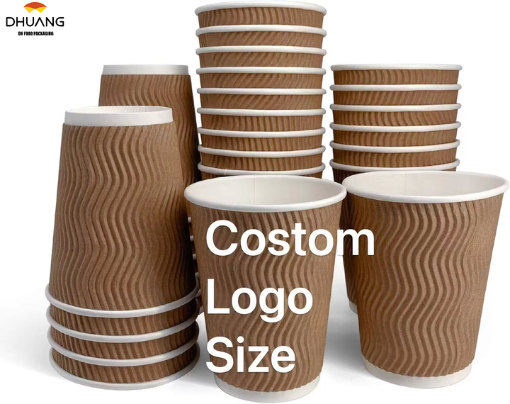 Custom Disposable Corrugated Wall Insulated Cup Without Cover