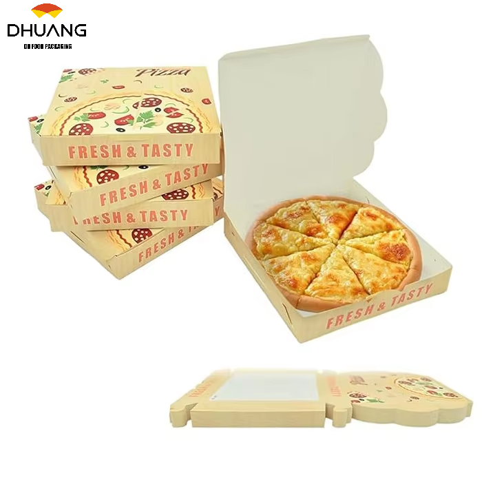 Kraft Paper Corrugated Pizza Box Yellow Printed Cardboard Box Takeout Shipping Storage Custom Pizza Boxs