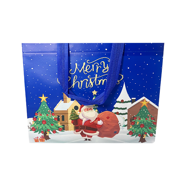 Custom Printed Laser-coated Aluminum Foil-coated Non-woven Fabric Gift Bags for Wholesale in Christmas Styles Shopping Bag