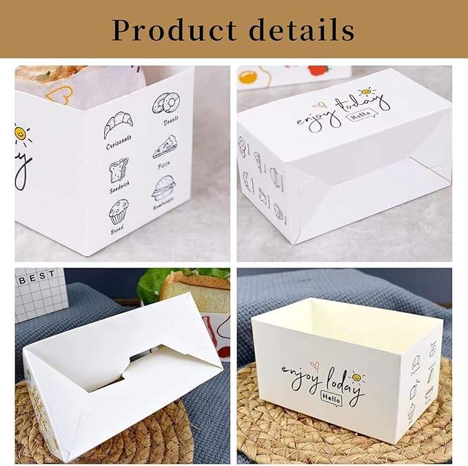 Customizable Takeout Containers - Recyclable Sandwich and Burger Boxes with Logo Printing for Catering Business Burger Box