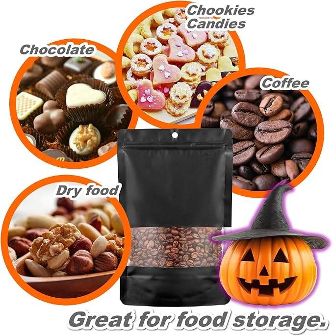 Matte Metallic Ziplock Plastic Bags Clear Front Window Heat-Sealable Resealable Solid Color Pouches for Food Storage Stand