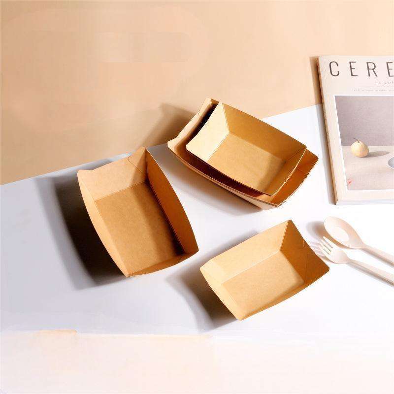 Sturdy Kraft Paper Disposable Serving Trays for Nachos Tacos Fries Hot Dogs Salads-for Parties Festivals Picnics