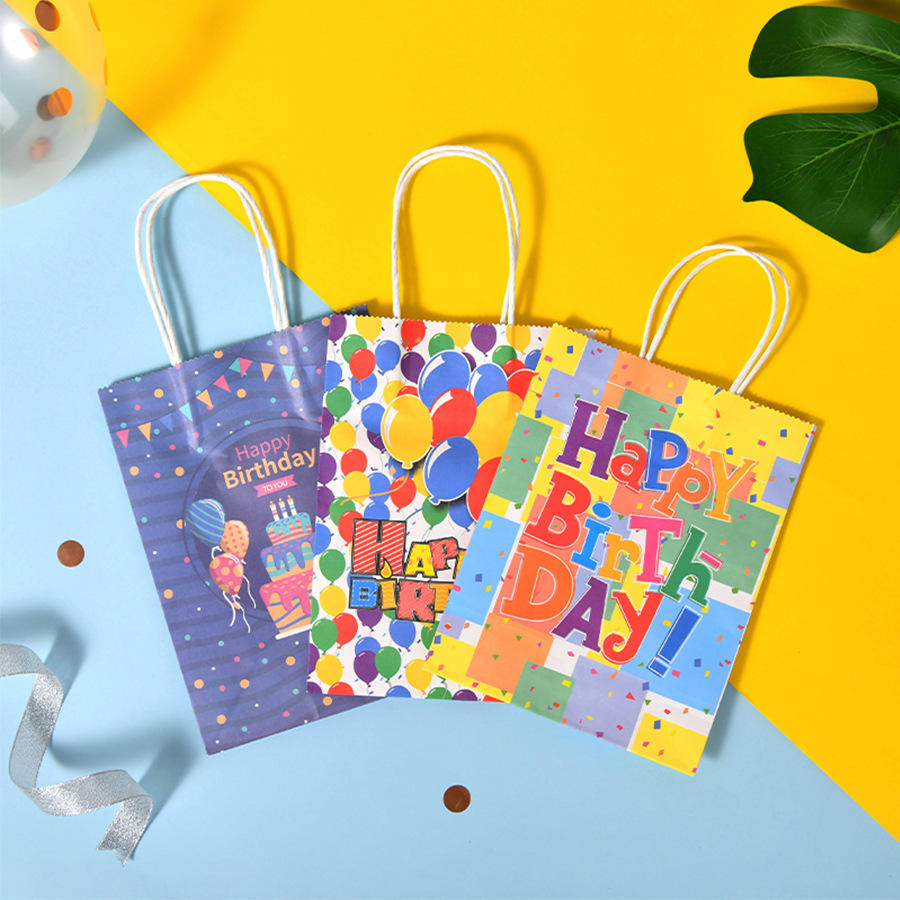 Custom Cartoon Style Kraft Paper Handbags for Holiday Packaging Advanced Sense Cross-Border Birthday Gift Bags