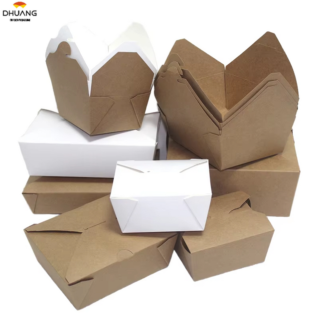 Customizable Brown Paper Bento Box White Card Fried Chicken Box Snack Food Takeout Food Light Salad Packing Box