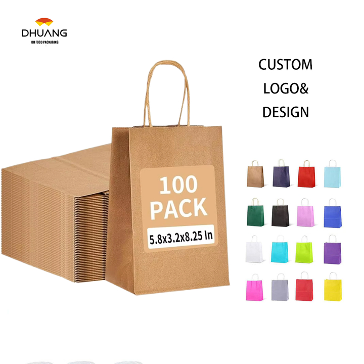 Brown Kraft Paper Bag Gift Shopping Party Retail Christmas Birthday Takeaway Custom Paper Bags