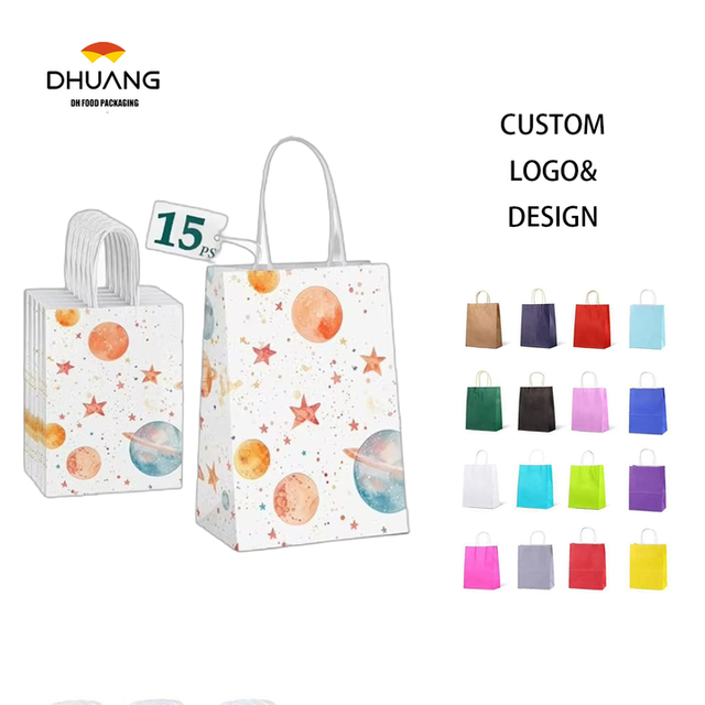Gift Bag Paper Bag with Handle Party Birthday Wedding Small Paper Shopping (Star Planet) Custom Paper Bags
