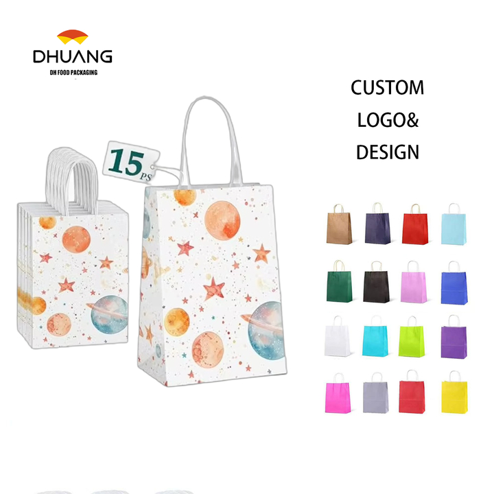 Gift Bag Paper Bag with Handle Party Birthday Wedding Small Paper Shopping (Star Planet) Custom Paper Bags