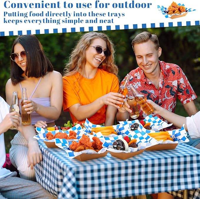 Paper Food Tray, Disposable Brown 2 Pound Food Boat and Lattice Wax Paper Deli Lining Paper Oktoberfest Carnival