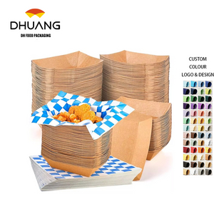 Paper Food Tray, Disposable Brown 2 Pound Food Boat and Lattice Wax Paper Deli Lining Paper Oktoberfest Carnival