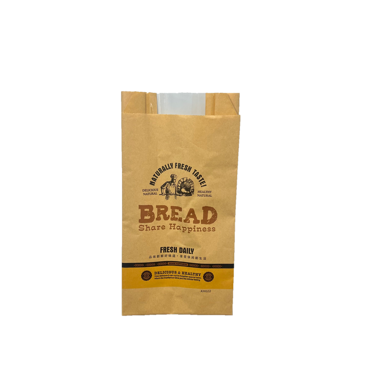 Toast Storage Bag with clear Window Cookie Paper Packaging with Your Own logo Custom Bread Kraft Paper Bag Oil-proof Paper Bag