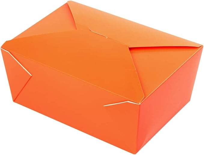 Box Label Lock Closed Heat Resistant Orange Paper Disposable Lunch Box Oil Resistant to Hot and Cold Foods Food Box
