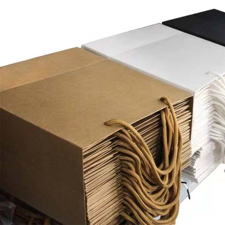 Paper Bags with Handles Custom-sized with Patterned Labels Suitable for Retail Shopping Bags and Other Uses Shopping Bags