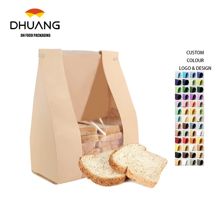 Kraft Paper Toast & Coffee Therapy Bag with Tin TAB Lock and Window Brown Cookie Bag-Food Safe Packaging Custom Bread Bags