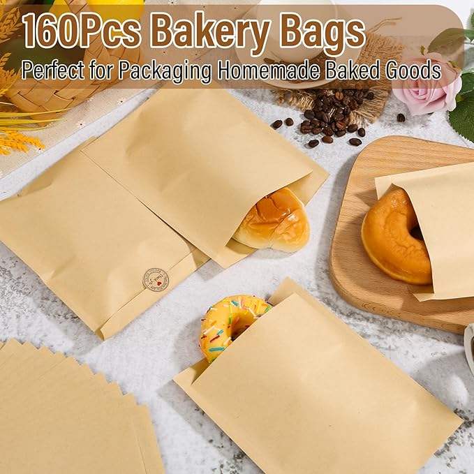 Food Grade Unbleached Biodegradable Natural Kraft Paper Bread Bag Paper for Baking Cookies and Snacks Custom Bread Bags
