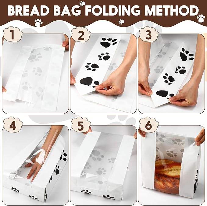 120 Large Bread Bags with Window 120 Sealable Sticker "clawed Yeast Paper Bread Bags for Baked Goods (brown) Custom Bread Bags