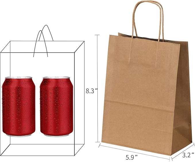 Brown Kraft Paper Bag, 5.9 "x3.2" X8.3 "Gift Bag, Mini Paper Bag, Gift Bag, Retail Bag