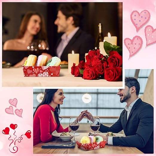 Pieces Valentine's Day Party Supplies Disposable pink Food Decoration Paper Plates for Wedding Birthday Party Food Trays