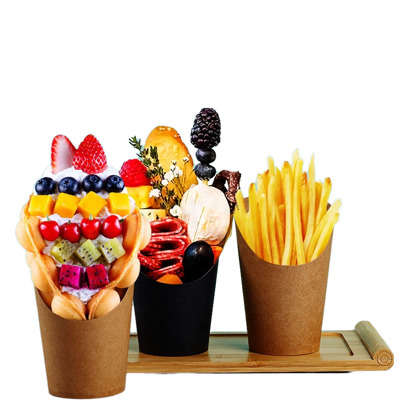 Hot-selling Custom-printed Waffle Cookie Paper Cup Potato Chip Rack Disposable Snack Paper Cup Paper Cup