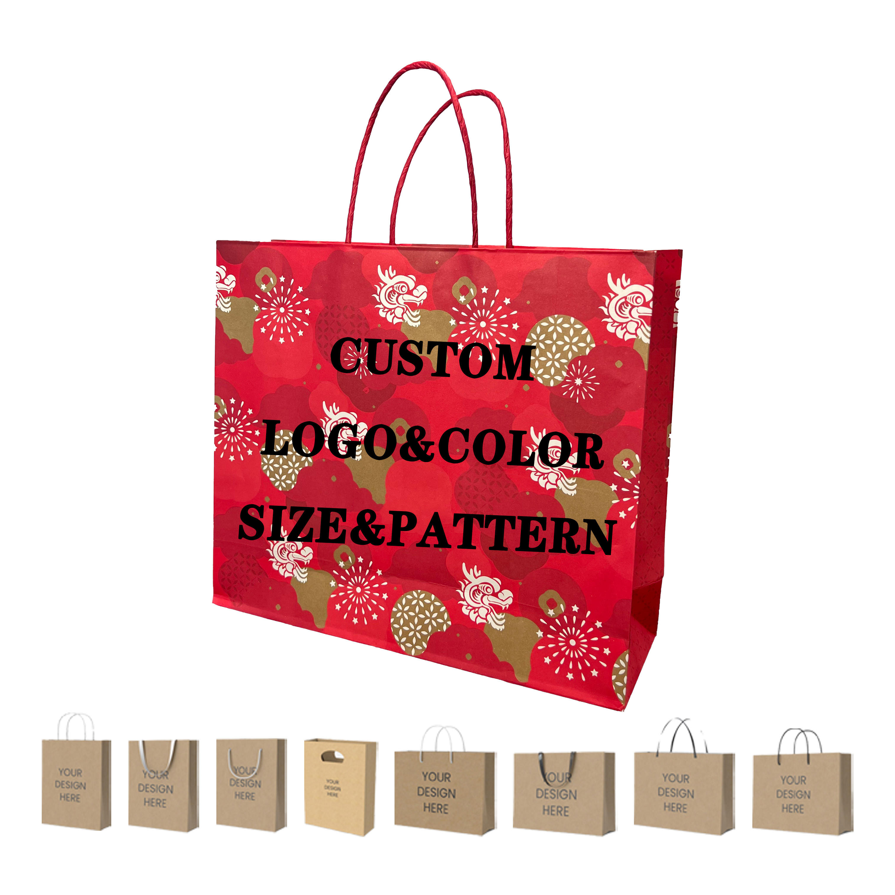 Custom Brown Kraft Paper Bag Carrier Retail Store Custom Paper Bags with Your Own logo Shopping Bags