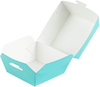 Mini Hamburger Box Disposable Turquoise Paper Takeout Box with Hinged Lid Food Box