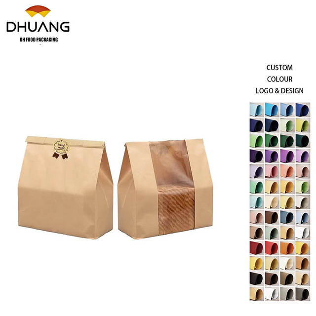 Window-type Kraft Paper Bread Bags Can Be Used for Baking and Storing Bread in Bakeries Window-type Custom Bread Bags