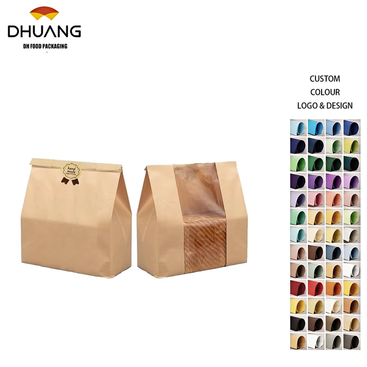 Window-type Kraft Paper Bread Bags Can Be Used for Baking and Storing Bread in Bakeries Window-type Custom Bread Bags