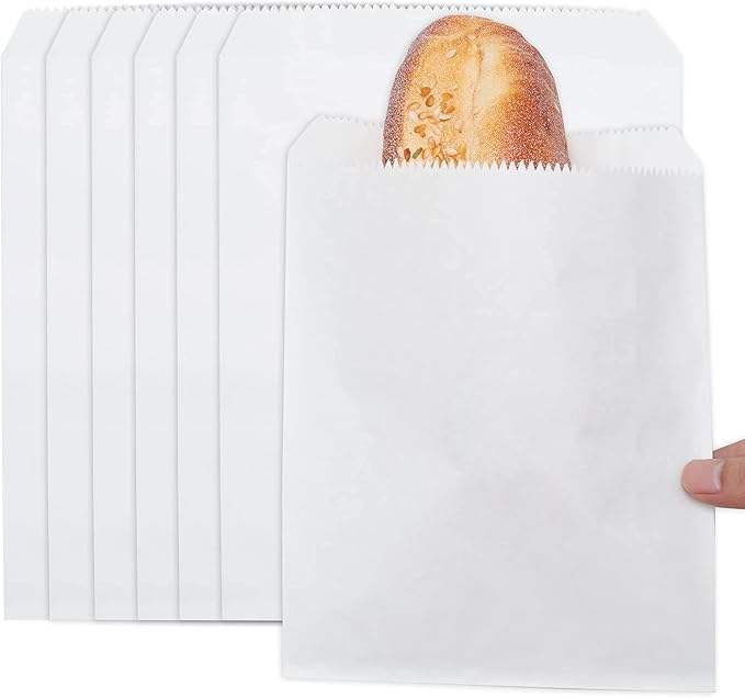 White Kraft Paper Bags for Bakery Cookies Treats Snacks Sandwiches Popcorn Small Gift Bag Oil-proof Paper Bag