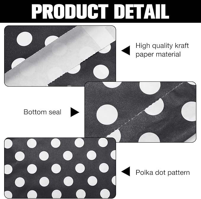 Dot-patterned Paper Food Bags, Cookie and Candy Bags, Sandwich Packaging, Oil-proof Paper Bags