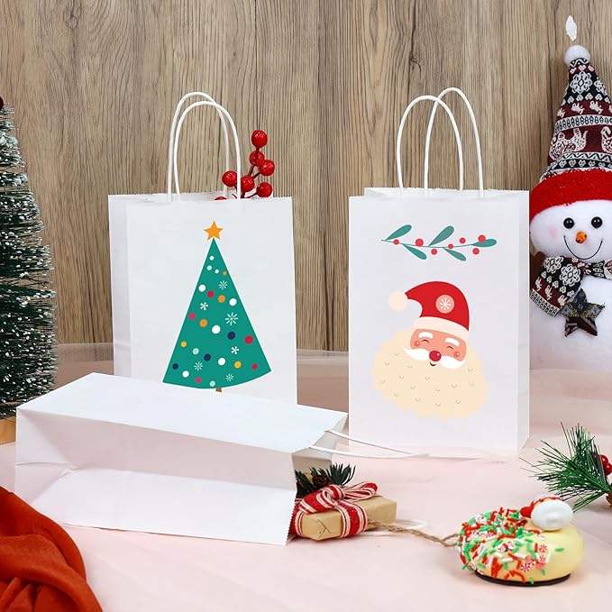 60 Paper Bags White Gift Bags Handle Bulk Shopping Birthdays Weddings Business Parties