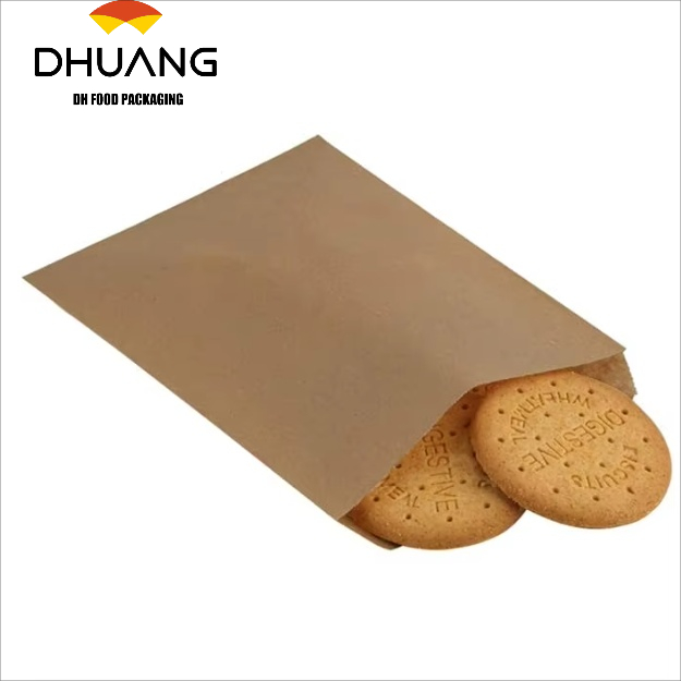 Custom-Made Recyclable Kraft Paper Bags Wood Pulp Material for Ready-To-Wrap Baked Bread Use Oil-proof Paper Bag