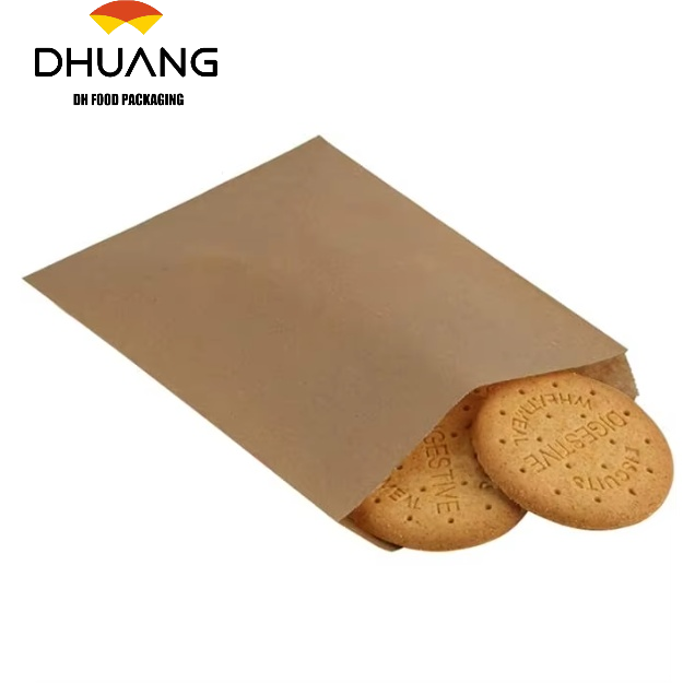 Custom-Made Recyclable Kraft Paper Bags Wood Pulp Material for Ready-To-Wrap Baked Bread Use Oil-proof Paper Bag