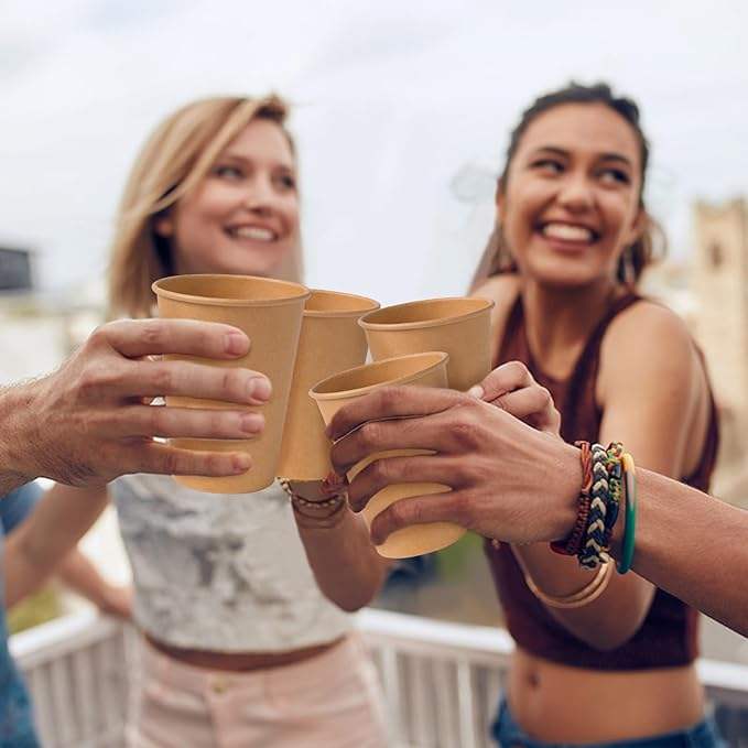 12 oz Brown Paper Disposable Paper Coffee Cups Thickened Hot Cold Drink Drinking Cups for Parties Families Cafes Coffee Cup