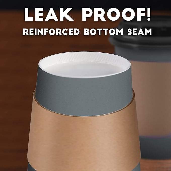12 oz Disposable Coffee Cups with LIDS and Straws 100% Biodegradable and Compostable Pla Eco-friendly Paper Coffee Cup