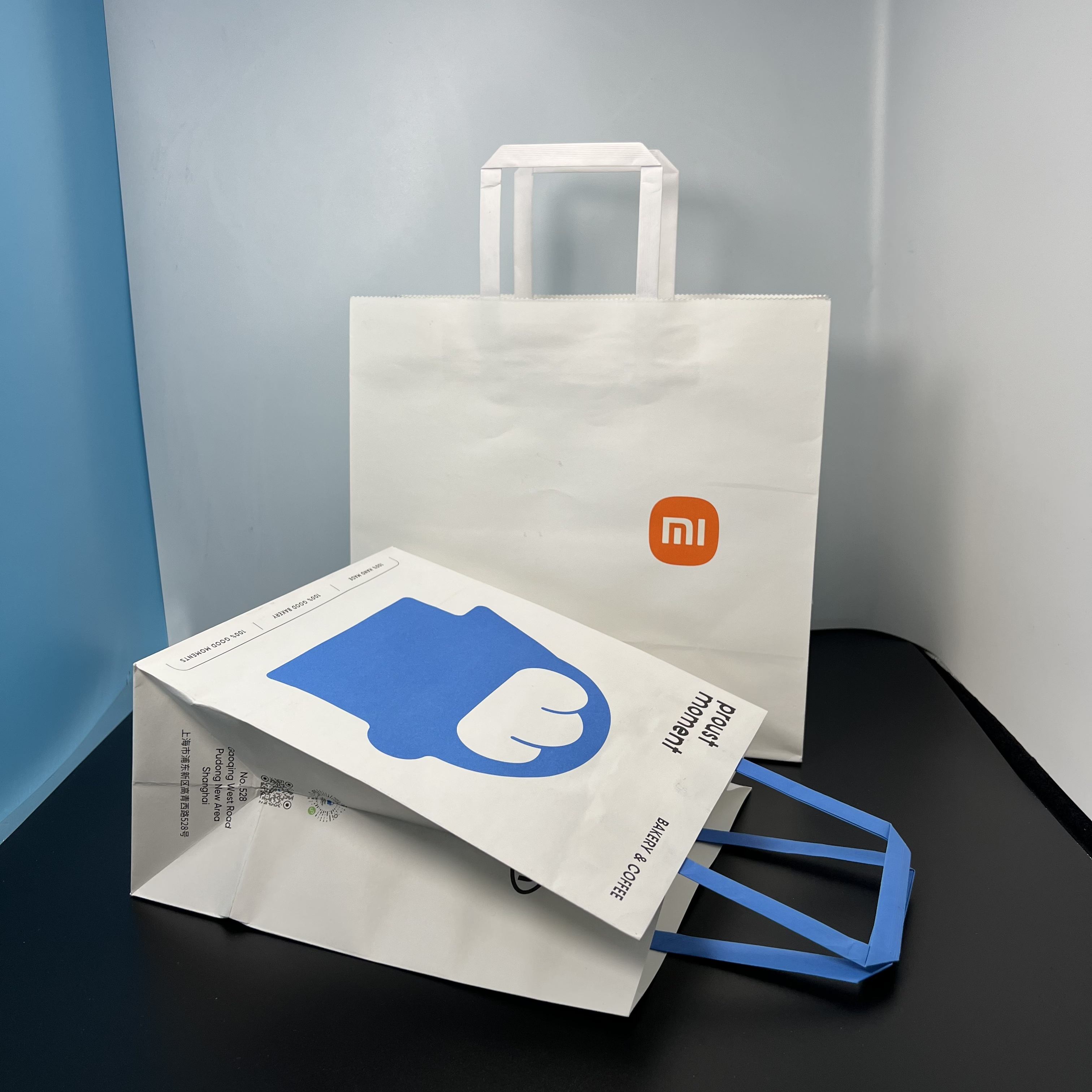 Recyclable Brown Paper Bag with Rope Handle Custom LOGO Gift Wrap Flat Handle Kraft Paper Shopping Bag