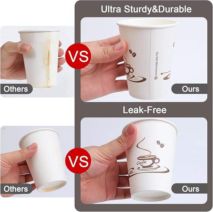 16 oz Paper Disposable Coffee Cups for Hot and Cold Drinks, Coffee Shops, Offices and Restaurants Coffee Cup