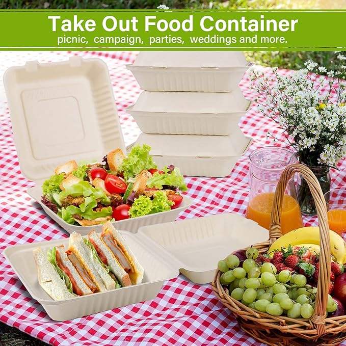 Disposable Heavy-Duty Clamshell Food Container Made Environmentally Friendly Biodegradable Sugarcane Fiber Paper Target Audience
