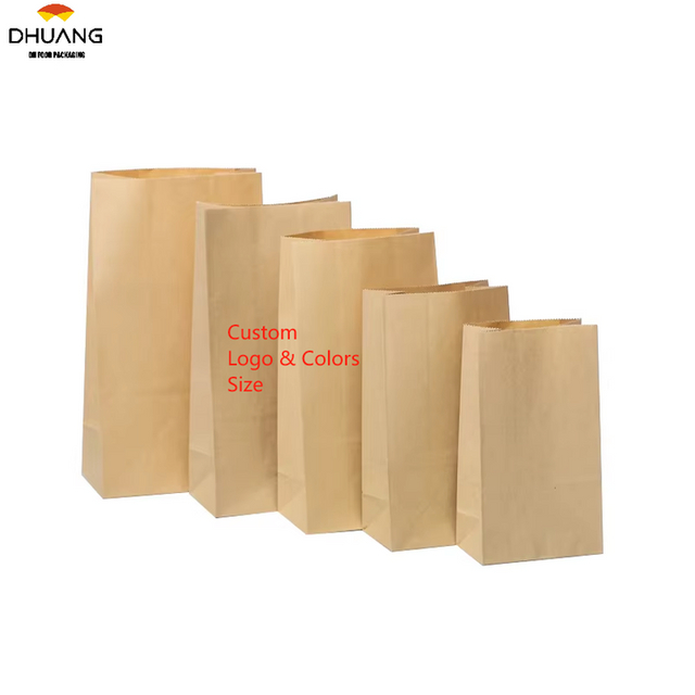 Disposable Kraft Paper Bag Food Beverage Storage Flexo Printing Bread Hamburg Outtake Disposable Film Custom Bread Bags