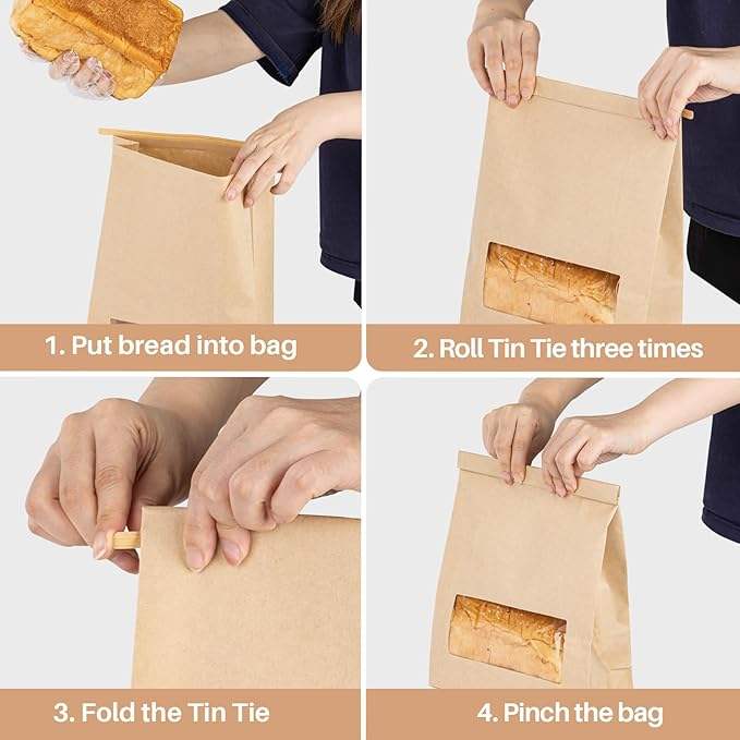 Toast Bag with Window Brown Paper Bagel Bread Bag for Sandsich Cookies Custom Bread Bags