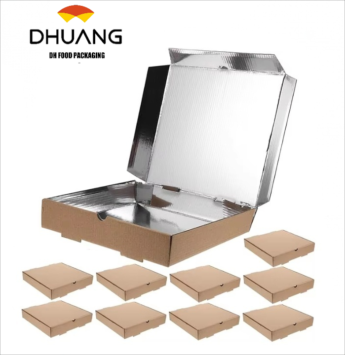Insulated Pizza Box Party Decoration Storage Container Cookie Box Light Brown Paper Custom Pizza Boxs