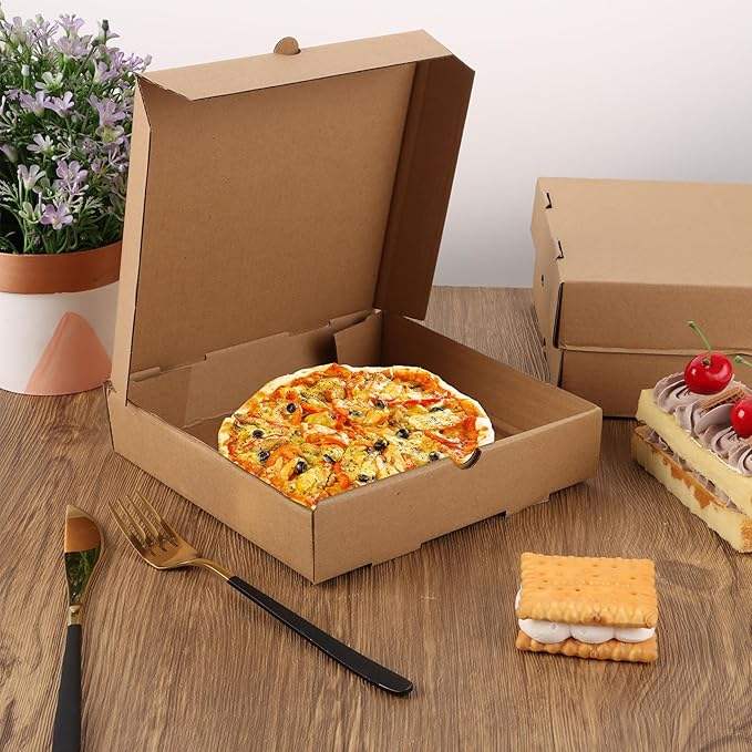 Pizza Box Kraft Corrugated Pizza Delivery Container for Cake Cookie Food Delivery Box (brown) Custom Pizza Boxs