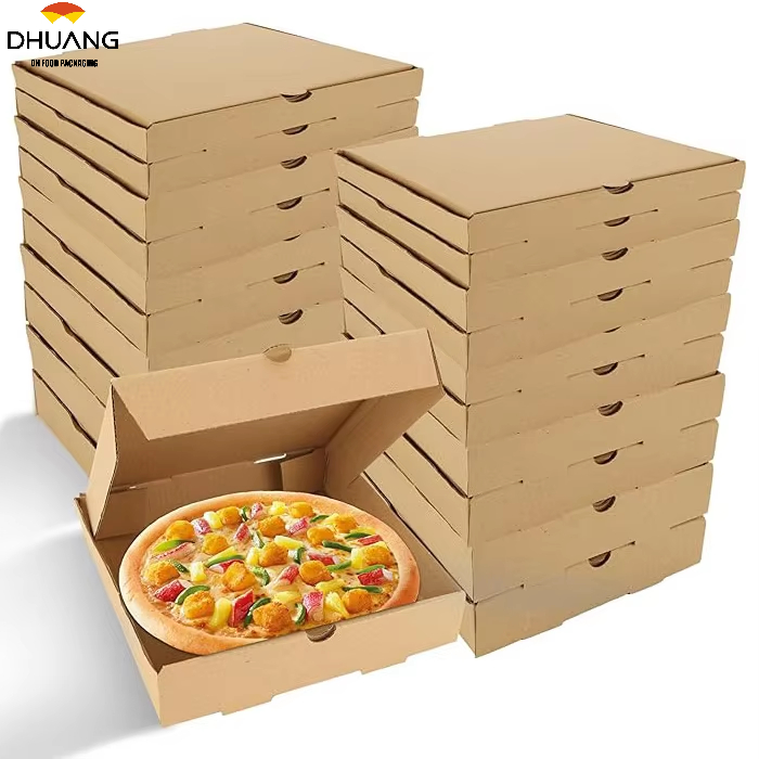 Pizza Box Kraft Corrugated Pizza Delivery Container for Cake Cookie Food Delivery Box (brown) Custom Pizza Boxs