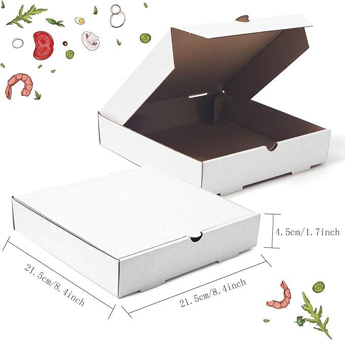White Kraft Paper Corrugated Pizza Box for Small Pizzas Cookies Cakes Custom Pizza Boxs