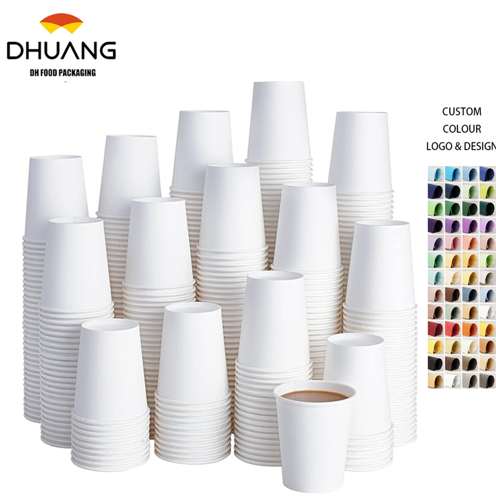8 oz Disposable White Paper Coffee Cups Hot/Cold Beverage Drinking Cups for Parties Picnics Travel Events
