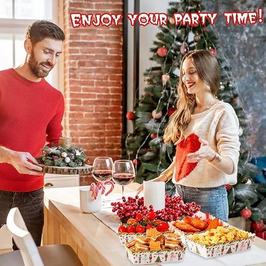 Paper Food Tray Christmas Plaid Light Nutcracker Snack Tray Disposable Nachos Hot Dog Holiday Party Supplies (Nutcracker)
