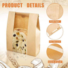 120Pcs Large Window Kraft Paper Bread Bag Food Storage Bag Cookies Bakery Snacks 480 Label Seal Stickers Custom Bread Bags