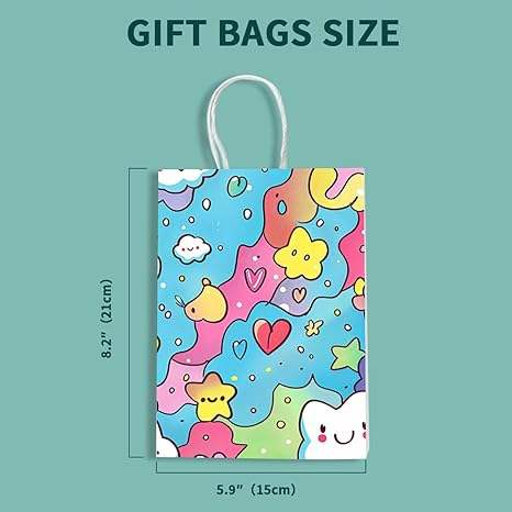 Gift Bag Paper Bag with Handle Party Birthday Wedding Small Paper Shopping (Rainbow Stars) Custom Paper Bags