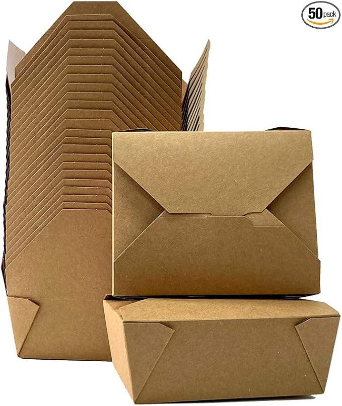 Brown Fast Food Carton Leak-proof and Grease-proof Recyclable Lunch Box Food Box