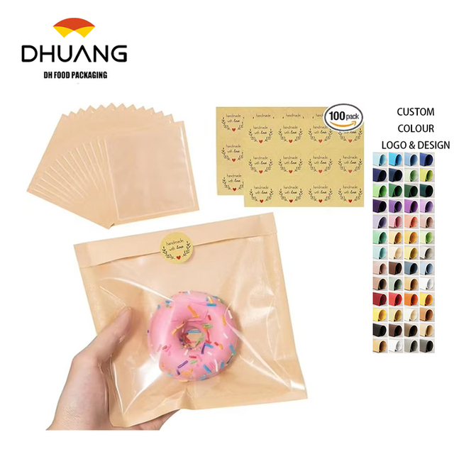 Brown Baking Paper Bags with Window for Sandwich Doughnut Cookie Wrapping for Baking Storage and Display Custom Bread Bags
